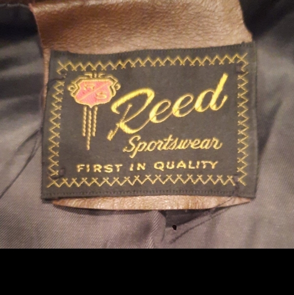 1960s-70s Vintage Reed Sportswear Bown Leather Jacket 3 Button - Picture 3 of 3